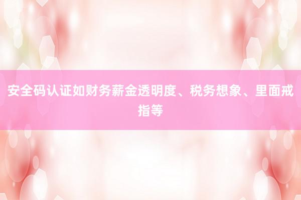 安全码认证如财务薪金透明度、税务想象、里面戒指等